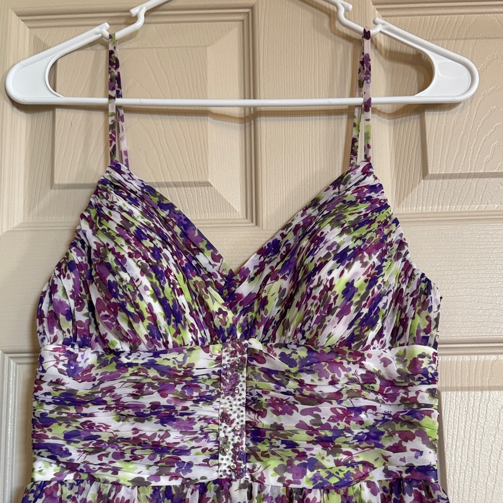 Aidan by Aidan Mattox purple and green Floral Maxi Dress- - Picture 4 of 16